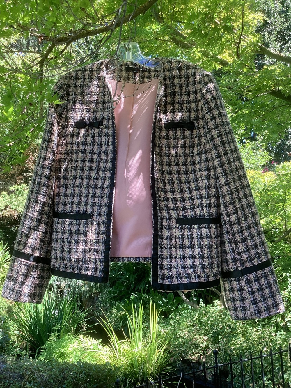 Pink And Black Tweed Jacket by Dalia